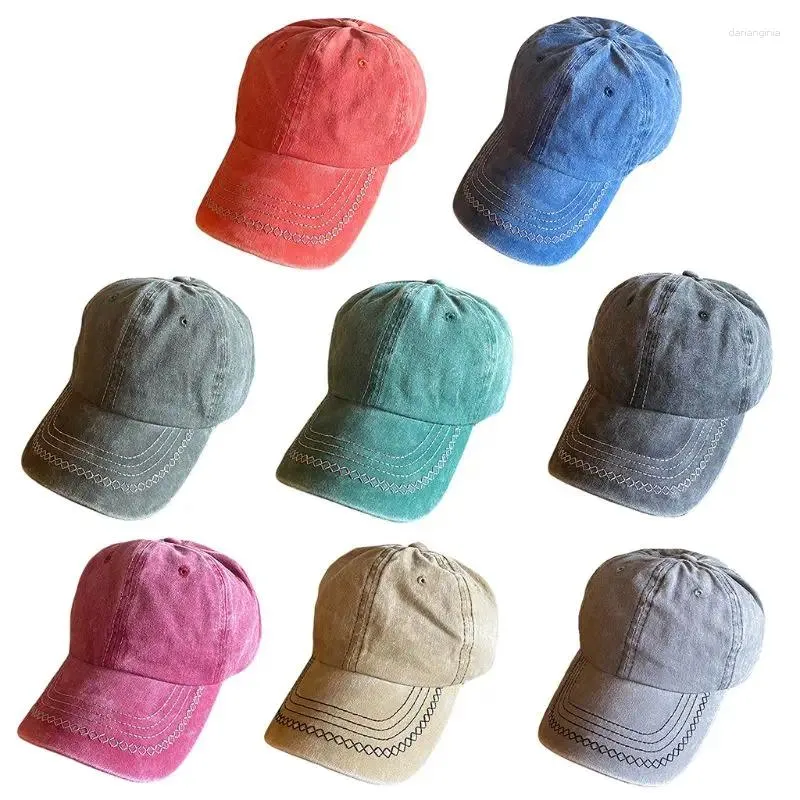 Berets Women Men Summer Vintage Washed Dyed Cotton Baseball Casual Outdoor Sunscreen Solid Color Wavy Striped Adjustable Dad Hat
