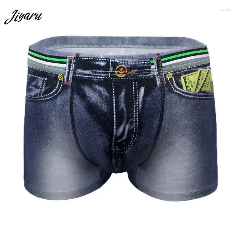Underpants Man Denim Underwear 3D Print Boxer Sexy Male Jean Short Breathable Cowboy Comfortable Panties Calzoncillo Hombre