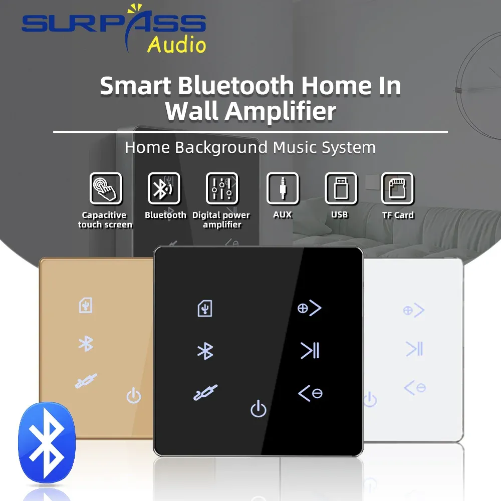 Control Smart Home Audio 4 Inch HD Screen Mini Touch Key Bluetooth Remote Control Wall Amplificador Suitable for Home Music Playback