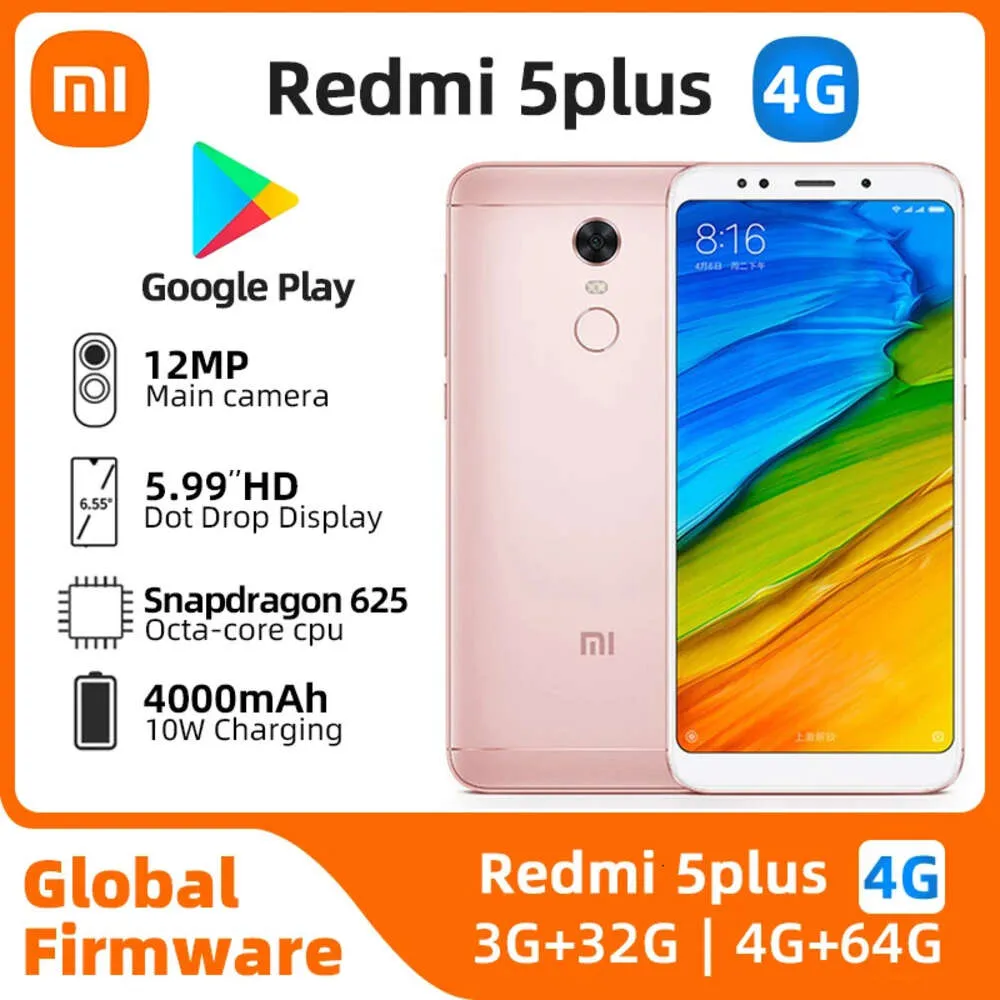 Utilizou Xiaomi Redmi 5Plus Android 4G desbloqueado 5,99 polegadas 4 GB RAM 64 GB ROM Todas as cores Bom estado celular Original telefone celular