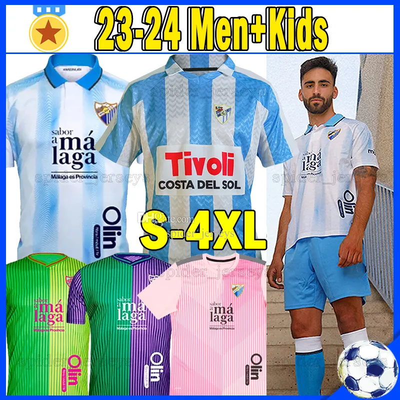Xxxl 4xl 24 25 25 Malaga CF Soccer Jerseys 2023 2024 Juande Luis Munoz Febas Hicham Pablo Ramon voetbal Shirts Fran Sol E. Burgos Ramalho Castro doelman Men Kids Kits