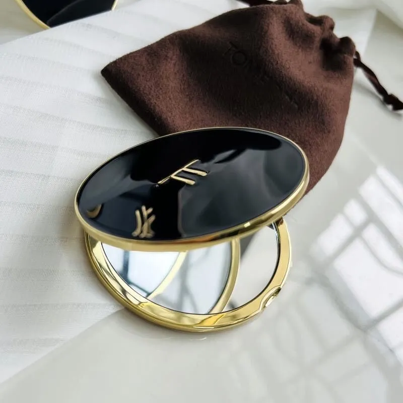 Famous TF Brand Miroirs compacts Round Shape Black Couleur mentale avec des sacs à poussière