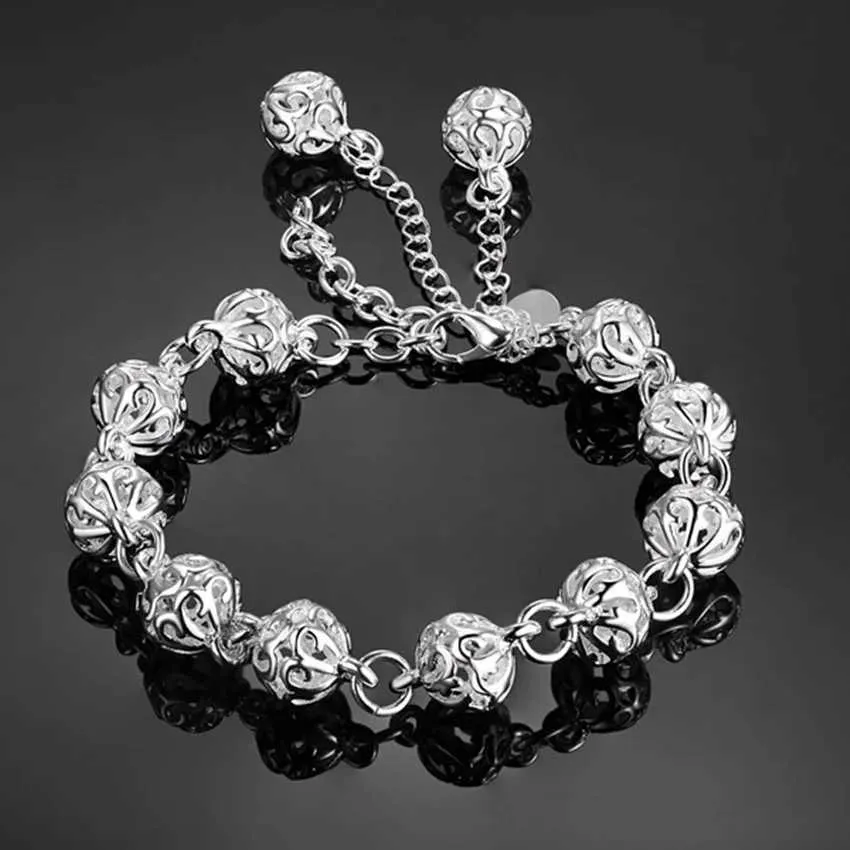 Chain Silver Color Beautiful Bracelets Noble Top Pretty Fashion Wedding Party Cute Lady Nice Ball Women Bracelet Jewelry Y240420