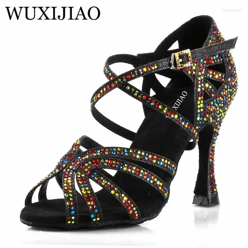 Dance Shoes Ladies Latin Five-color Rhinestone Soft Sole Salsa Prom Sandals Wedding High Heels 7.5CM