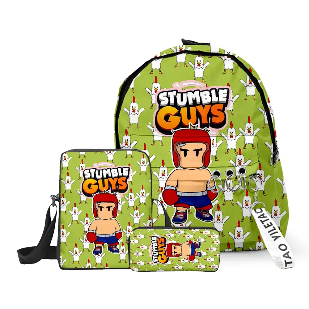 Bolsas 3d tropeçar caras bolsa escolar bolsa crossbody canet 3pcs/conjunto de estudantes do ensino médio primário meninos garotos de mochila à prova d'água