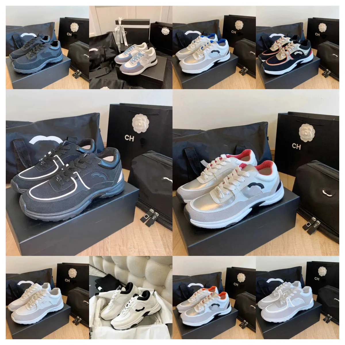 Novo designer de top channelshoes Chanells Shoes Designer Sapatos casuais do escritório tênis de moda Low Men Mulher Fashion Trainers Sneaker Sneaker
