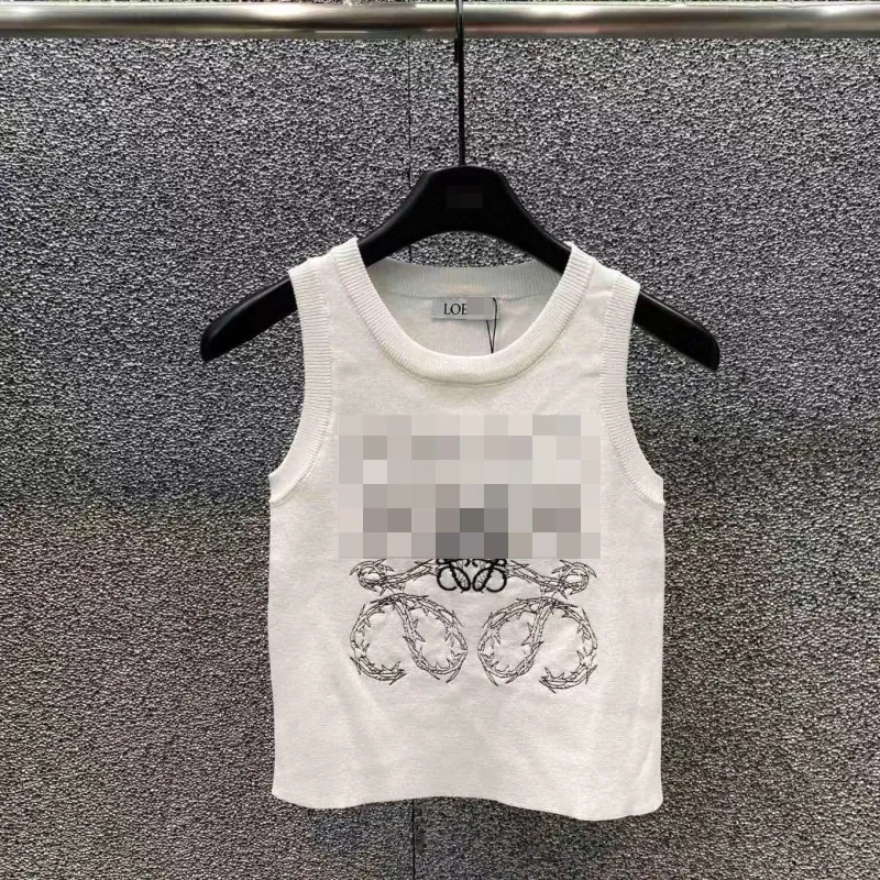 Knitted summer undershirt letters short-sleeved new round neck Slim T-shirt sleeveless top tight halter