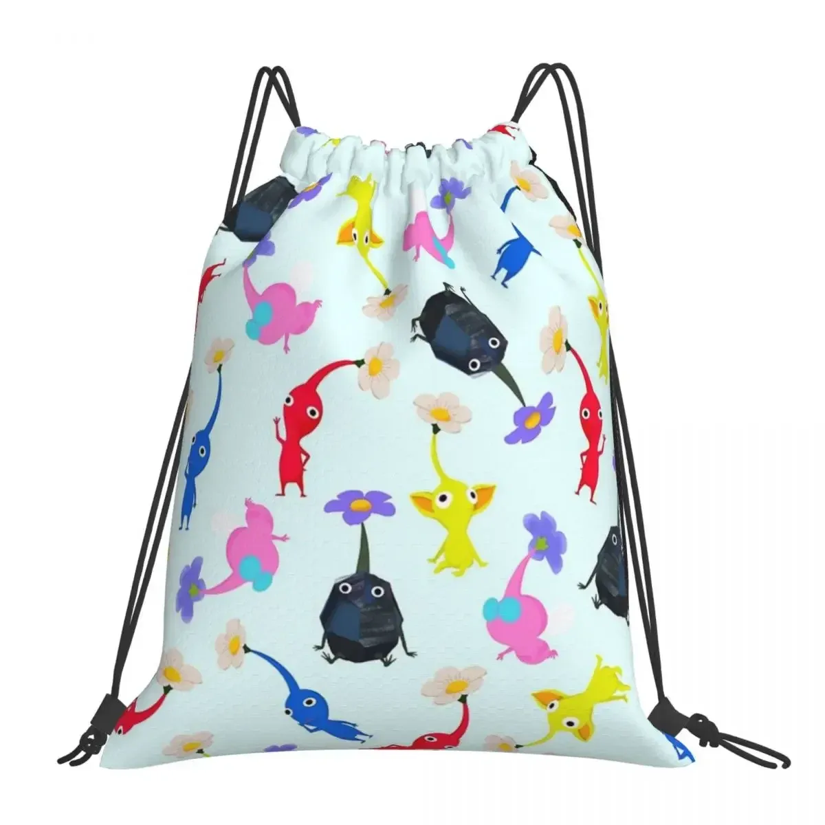 Mochilas Pikmin Backpacks Moda Sacos portáteis de cordão portátil Pacote de gola de bolso de bolso de bolso para homens para mulheres estudantes