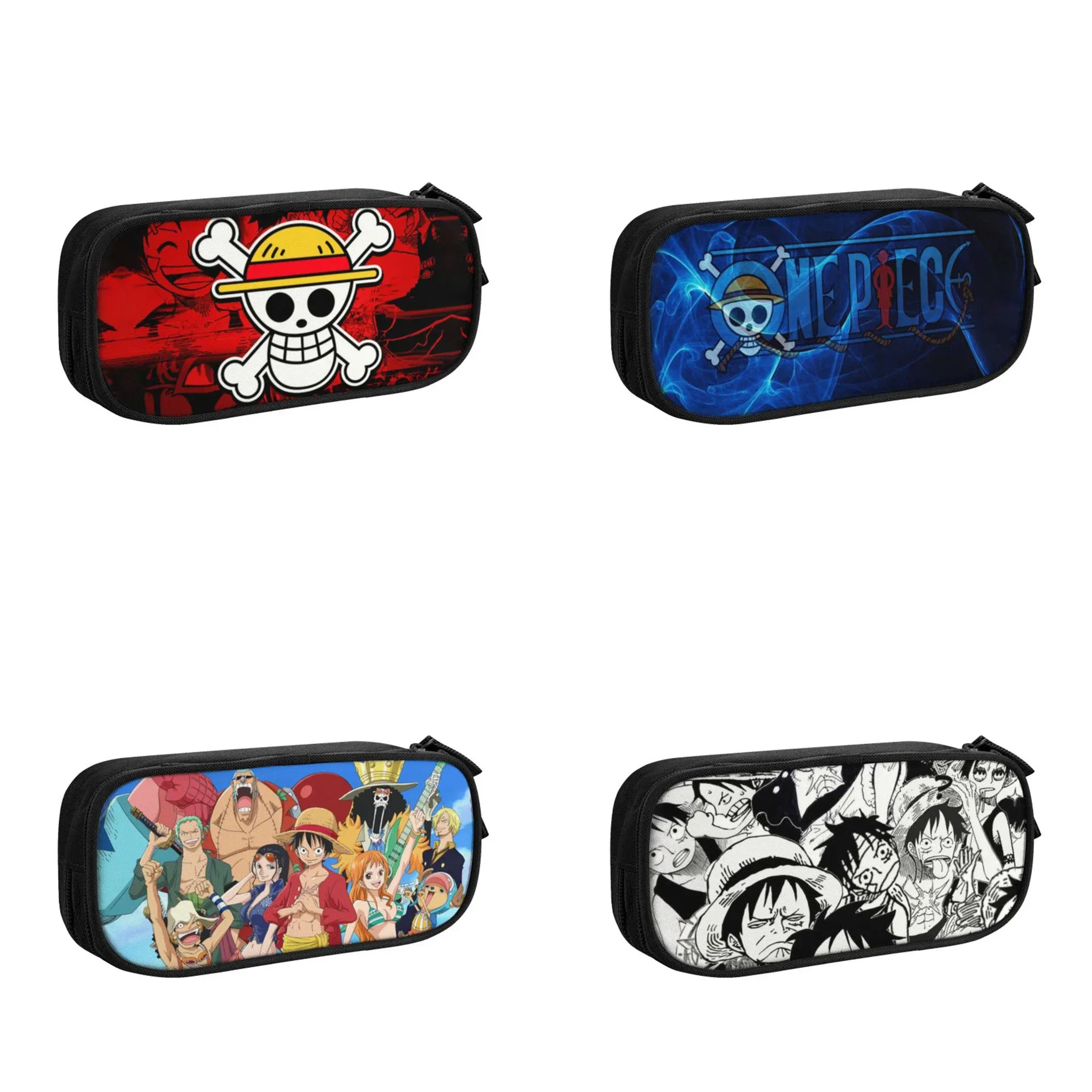 Cases Anime One Piece Anime Pencil Case for Boys Gilrs Custom Jolly Roger Pirates Skull Large Capacity Pen Bag Box School Accessories