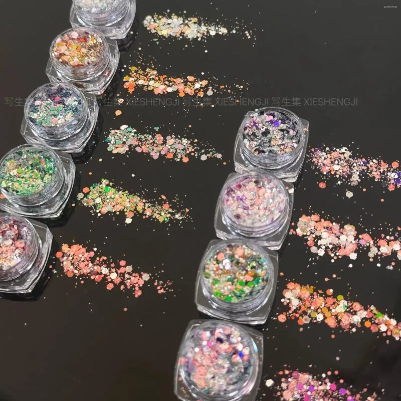 Glitter per unghie 4 box paillettes aurora cristallino sottile a farfalla irregolare stella scintilla scintillanti gel gel decorazioni artistiche polacche