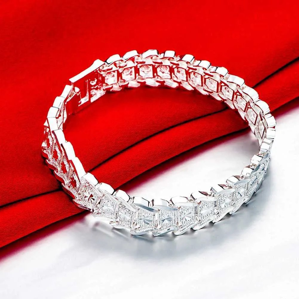 Kedja heta nya silverfärgningsarmband för män klassisk ädla kedja mode bröllopsfest julklappar smycken y240420