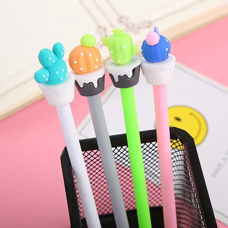 Pensje 20/60 PCS Hurtowe Kactus Pen Pen Creative Office Pomior Black Signature Pen Cute Cartoon Student Pisanie Egzamin stacjonarny