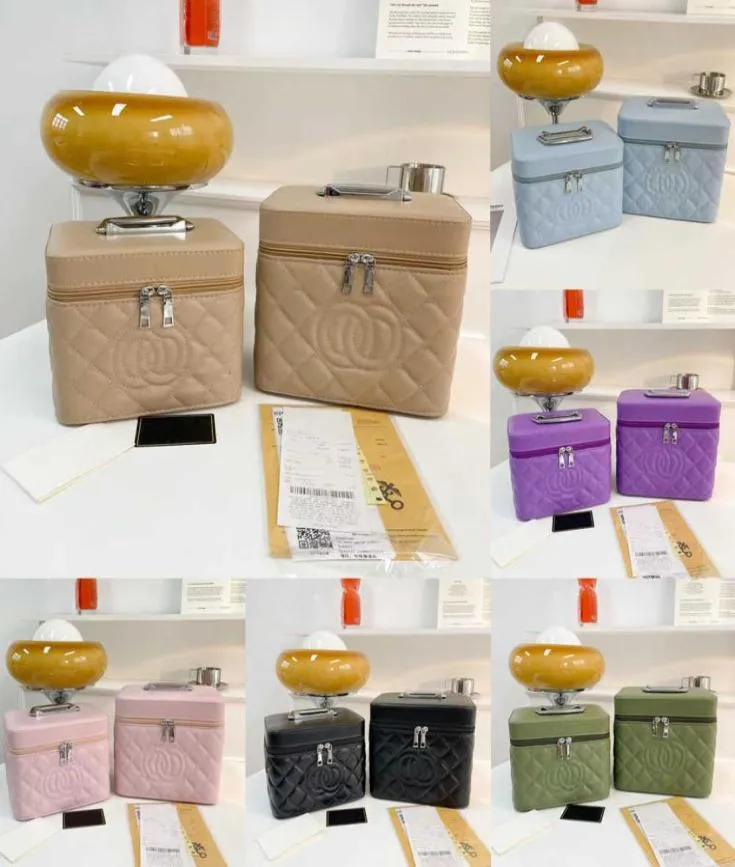 UPS de alta qualidade de 2 peças conjunto de bolsas de caviar acolchoado Caso cosmético Mulheres garotas meninas com zíper duplo designers de mal