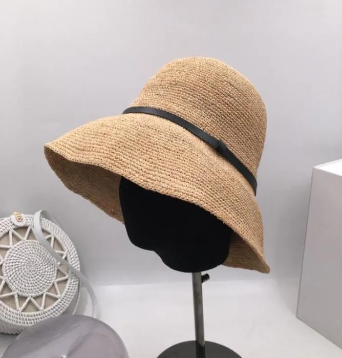 Backet Hats Fisherman Hat Female Summer Big Eaves Holiday Sun Hat virkning Lafite Grass Basin Cap Folding Straw Hat LJ2011054552585