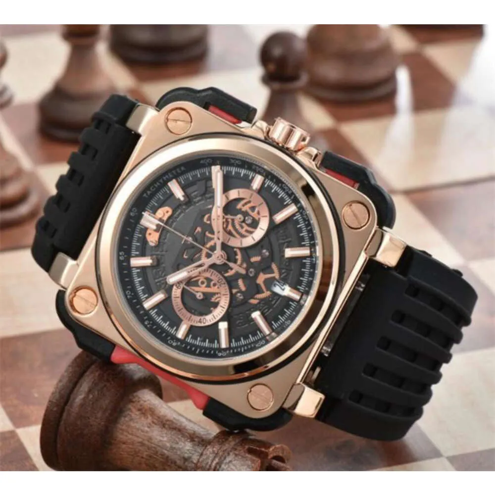 bell and ross Wristwatches BR Model Sport Rubber Watchband Quartz Bell Luxury Multifunction Watch Business Stainless Steel Man Ross Wristwatch Montre de luxe A-114