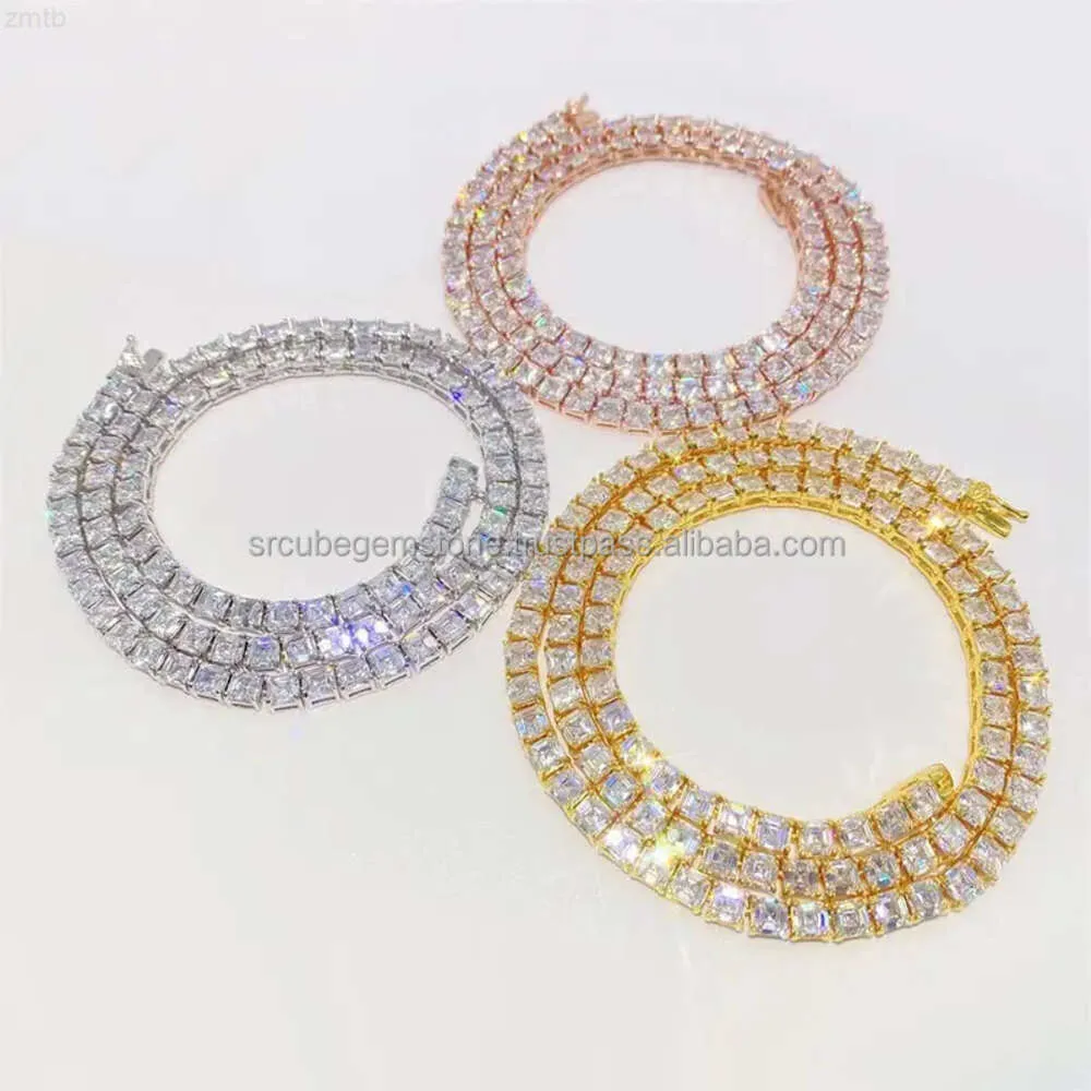 Luxury Moissanite Iced Out Tennis Chain Factory Wholesale Gold Plated 925 Silver Vvs Men Womens Fine Jewelry Necklaces