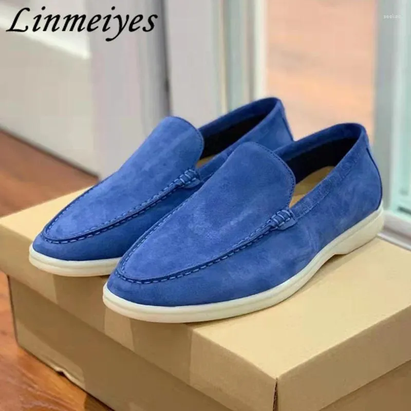 Scarpe casual classiche camminate piatte da uomo in pelle scamosciata slip-on comfort moca