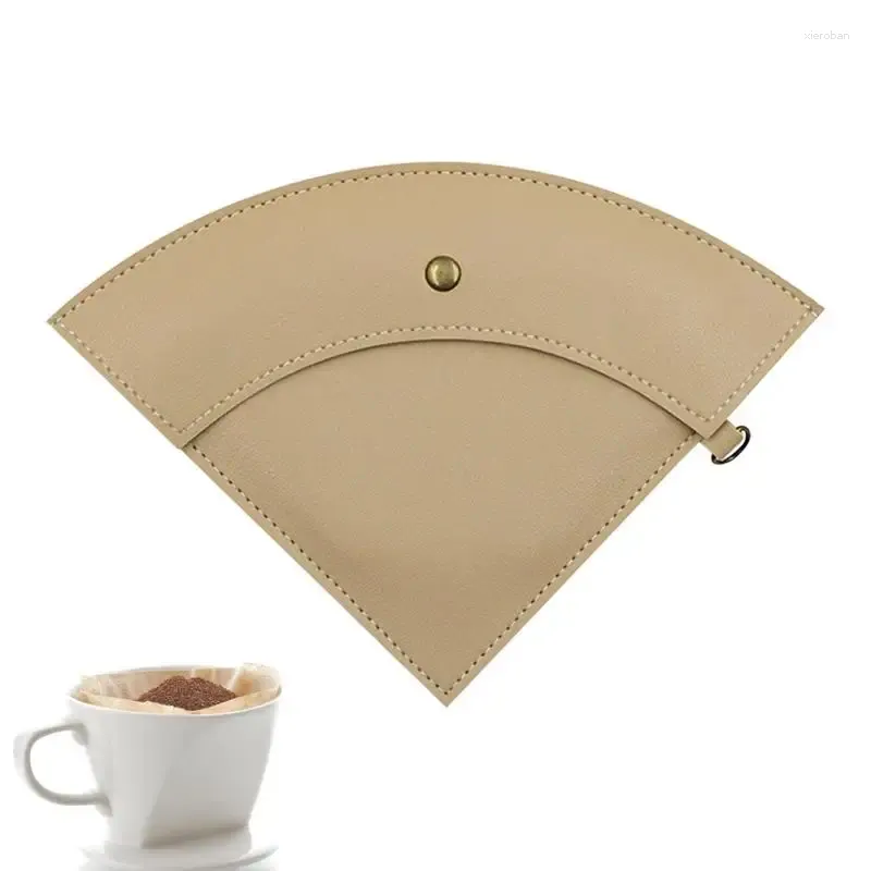 Sacs de rangement Filtre de café PU Cuir Paper Pouch Cone Solder portable Sac réutilisable imperméable