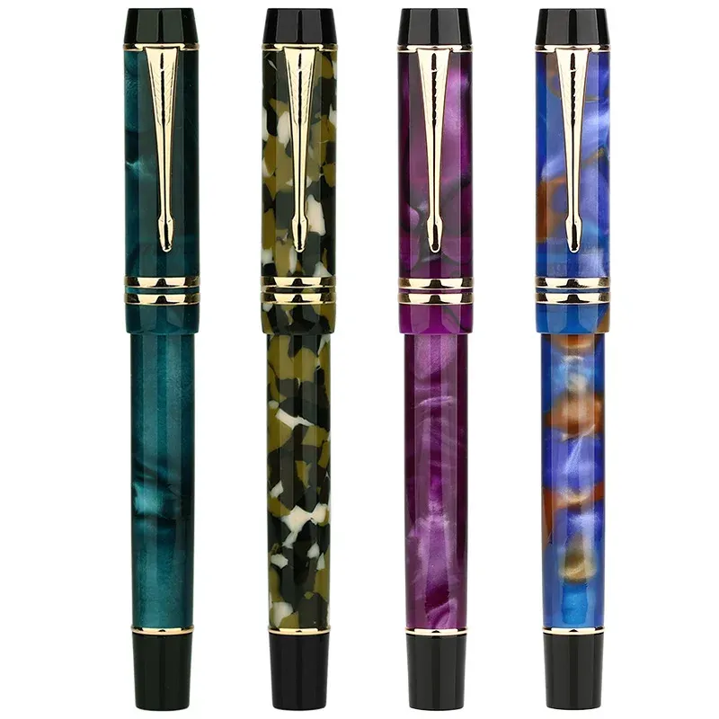 Pens Majohn M600S Fountain Pen Celluloid Ice Crystal Blue Ink Pen Fine Nib Premium Business Writ
