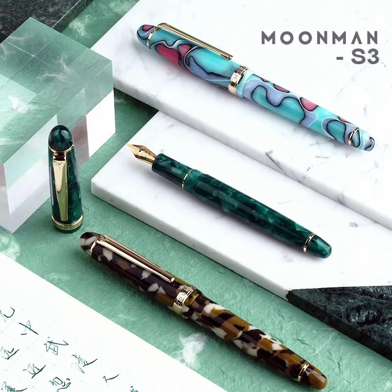 Pens Moonman Camo Series S3 Fountain Pen Kolorowa żywica dorosła uczeń Kaligraficzny pióro