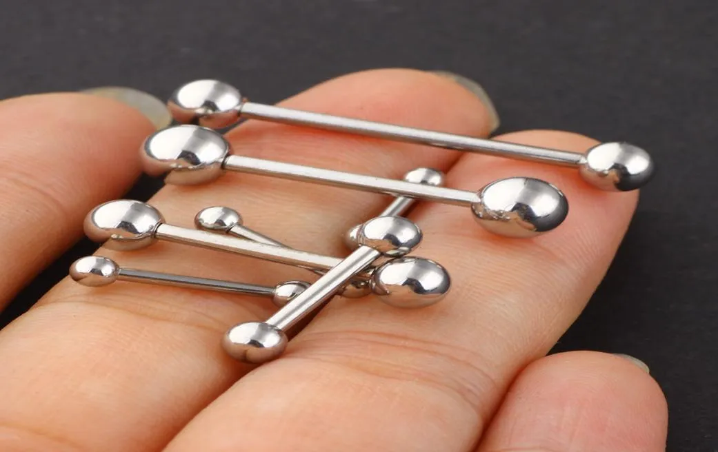 Tong Barbell Ring roestvrij staal 70 stks Lot Mix 7 maten Body Piercing sieraden Tongring Fashion6194120