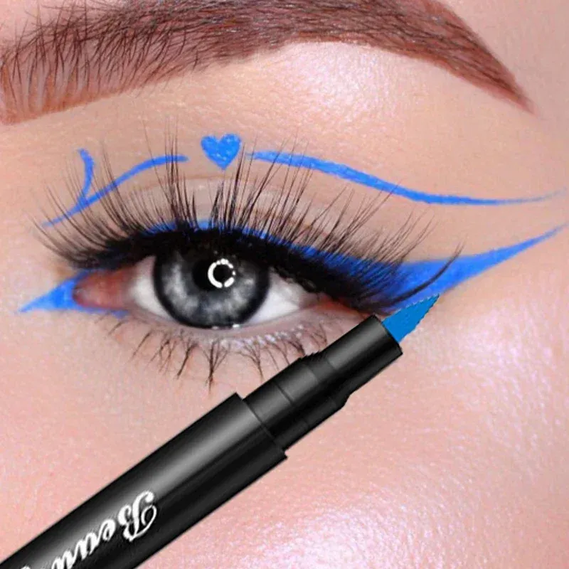 Eyeliner blå svart flytande eyeliner vattentät 24 timmar varaktig färgglad eyeliner blyerts