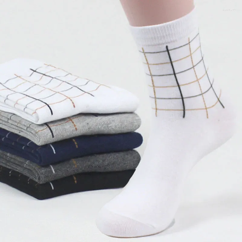 Chaussettes masculines 5 paires hommes hommes printemps automne au milieu de la tube de haute qualité.