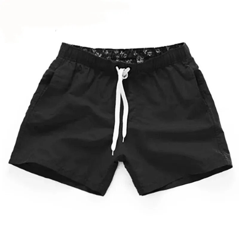 Män sommar avslappnad shorts snabb torkning fitness kort homme strand kvinnor styrelse elastiska midja solida gymkläder 240417