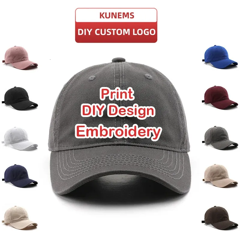 Kunems benutzerdefinierte Baseballkappe für Frauen und Männer Fashion DIY Stickerei Hüte farbenfrohes Design Baumwollkappen Großhandel Unisex 240411