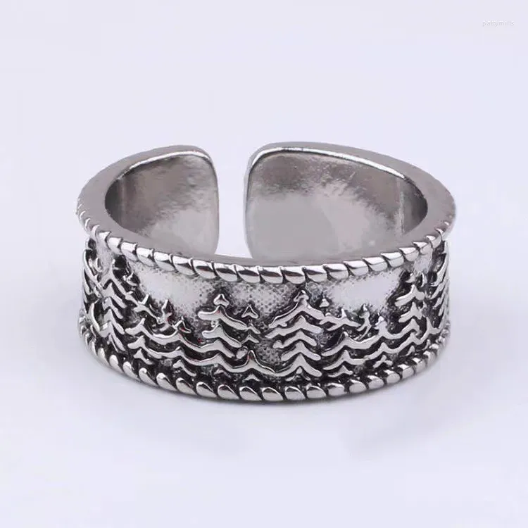 Anéis de cluster 925 Sterling Silver Open Ring Ring de dedos vintage Árvore punk Geométrico empilhável para mulheres Jóias de joias DropShip Groteship
