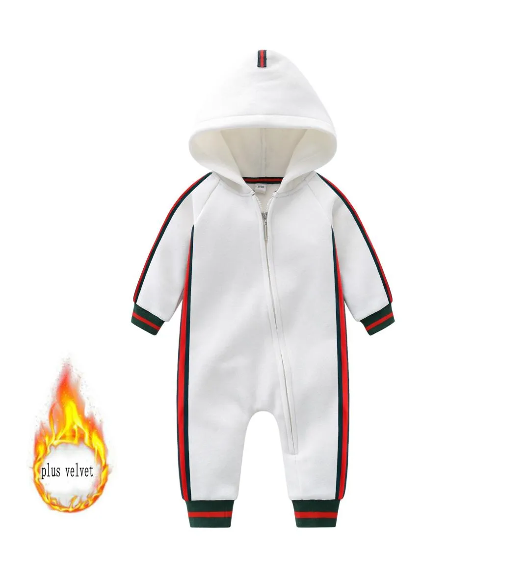 Baby Ins al dettaglio più velluto addensato con cappuccio con cappuccio con cappuccio con cappuccio neonato a maniche lunghe 024m Rompers Toddle Body Infant Body Childr9053343