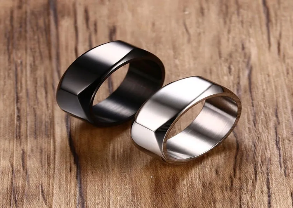 8 mm Mens Punk Ring Titanium Steel Ring Simple For Men Cocktail Male Cérémonie Jewelry7574571
