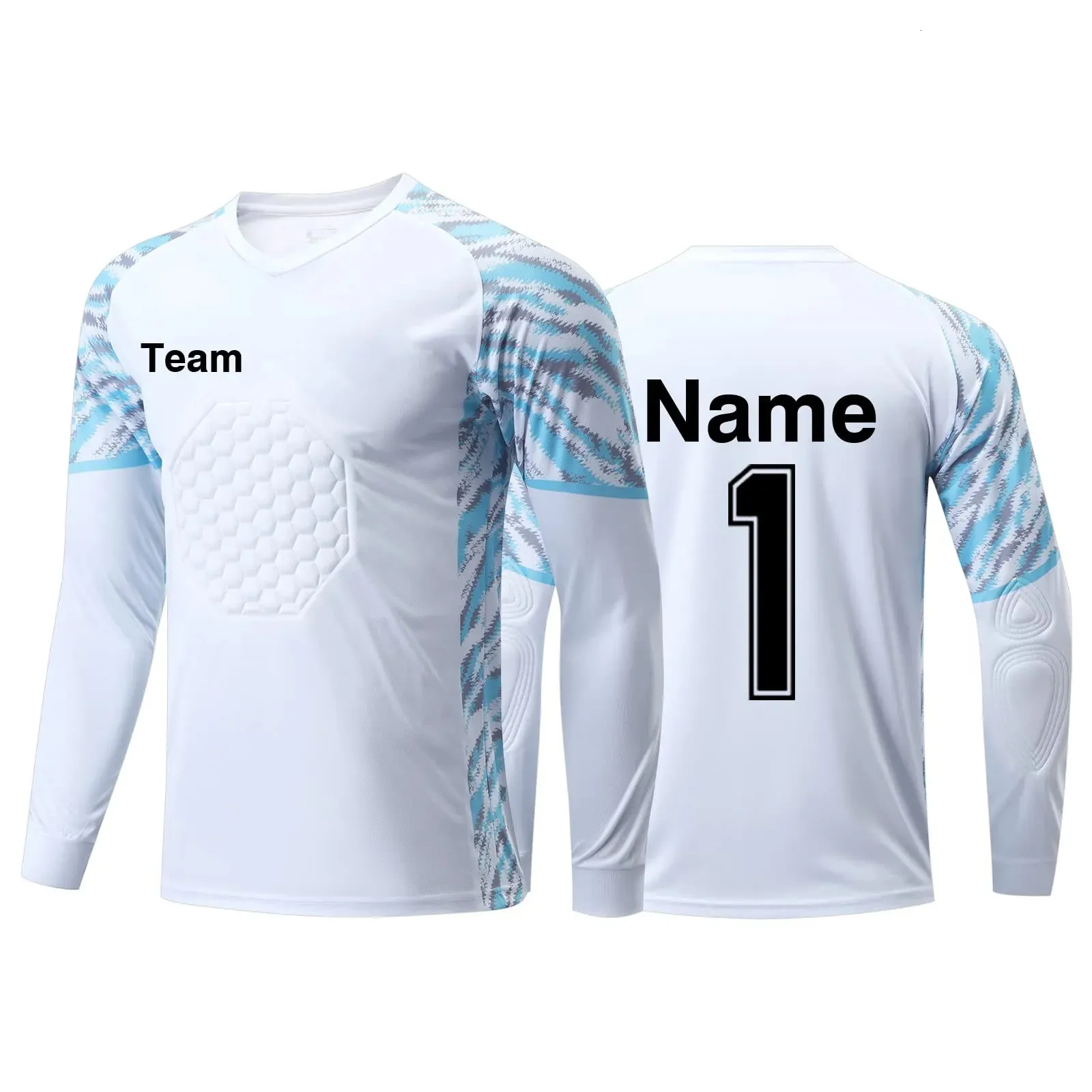 Gardien de but personnalisé en jersey kit de chemise de gardien de football rembourré personnalisé pour les jeunes garçons adultes avec numéro de nom 240416