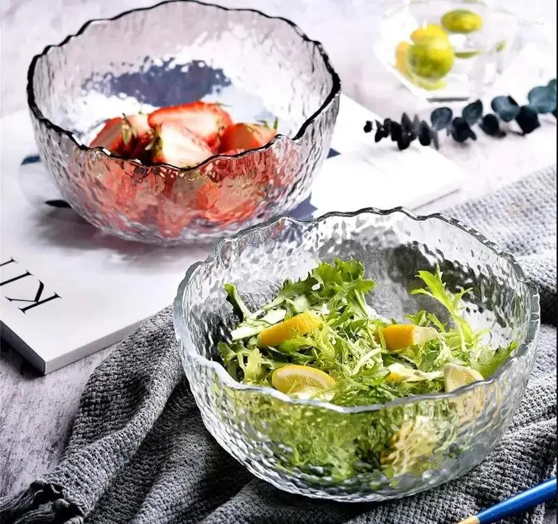 Skålar transparent gradient glas skål dessert frukt tallrik sallad dekorativ hushållsbeteckna snacks soppa