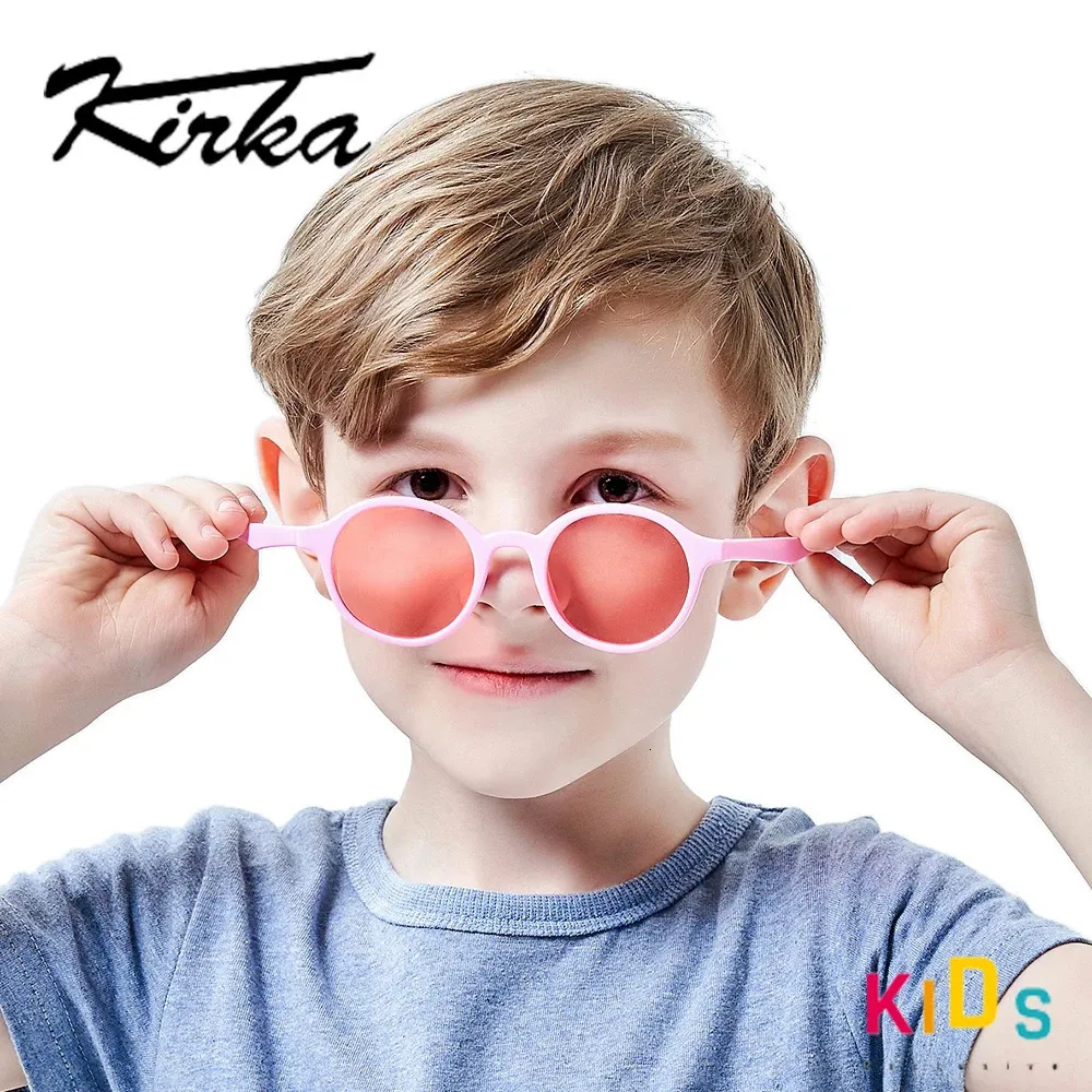 Kirka Children UV400 Lunettes de soleil pour enfants mignons verres de soleil cool 100% UV Protection Eaptres pour le cadre rond d'été de voyage SK1002 240419