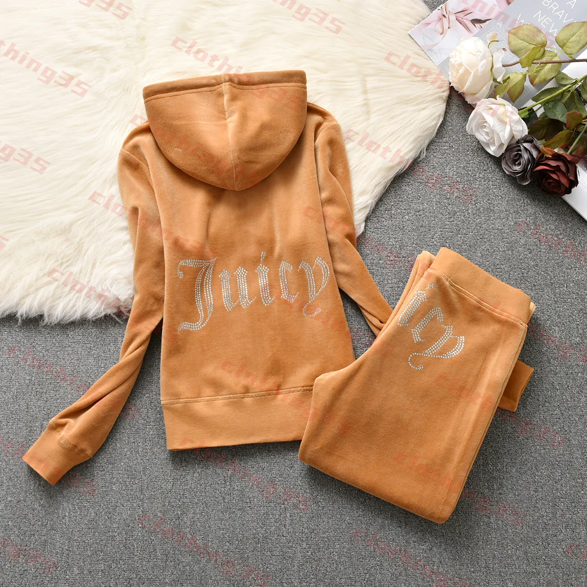 brand juicy tracksuit designer shirt tracksuit womens tracksuit women short suit velvet juicy two piece sportswear pullover hoodie set casual wear Jo 891