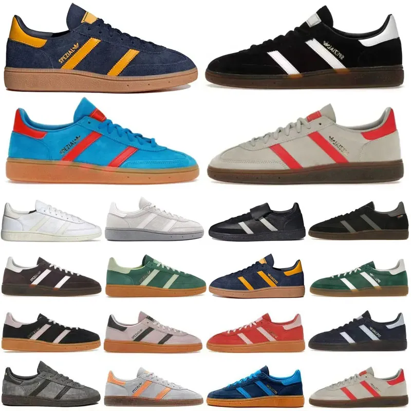 Designer handboll Spezial skor sneakers original hamburg tränare sko sneaker män kvinnor marin gummi nästan gul aluminium kärna svart skarlakansror klar rosa arktis