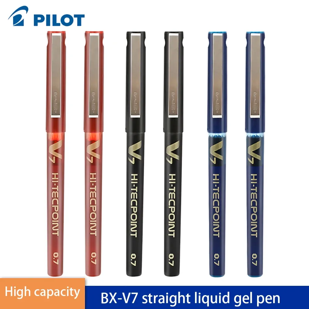 Pens 12pcs/batch Wholesale Japan Pilot Gel Pen Set V5 Upgraded Liquid Ink Pen 0.7mm BXV7 Standard Office and School Stationery