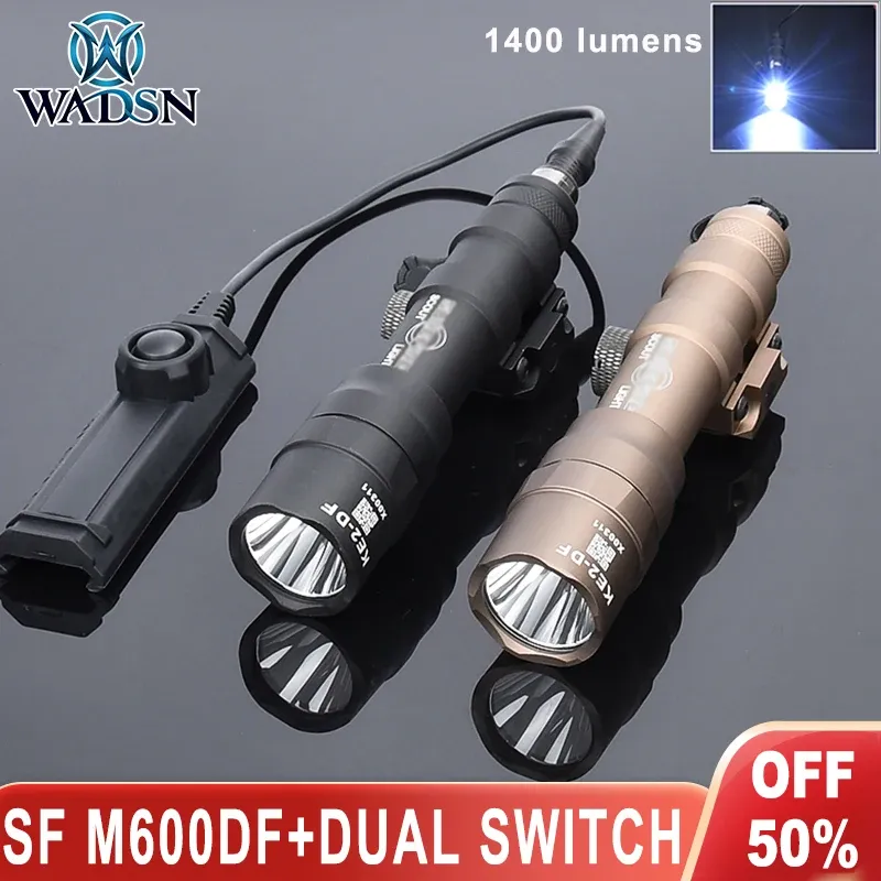 Scopes Wadsn Tactical 1400LUMEN SF M600DF Фонарик Установка с двойным выключателем давления с двойным функциональным