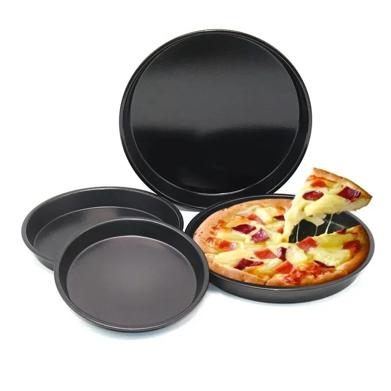 1pcs 6/7/8/9/10 Zoll Runde Pizza Pan Microwave Ofen Pan Chip Tablett Kohlenstoffstahl Nicht-Stall-Schimmelpackungswerkzeug Küche Vorräte