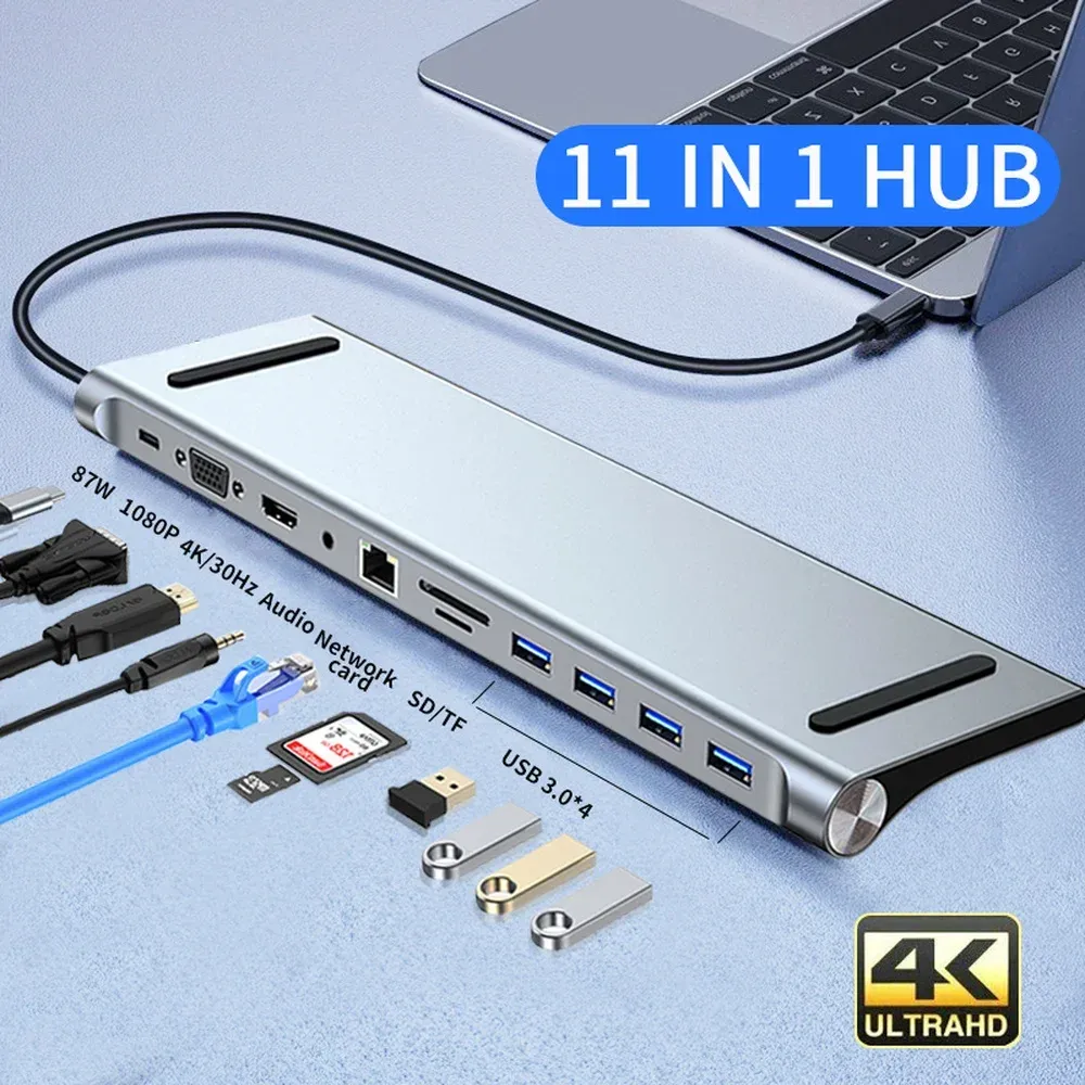 HUBS TYP C HUB USB C TILL HDMICOMPATIBLE 4K MULTIPORT USB3.0 SPLITTER ADAPTER VGA RJ45 SDTF Card Reader Hub för MacBook iPad Pro 2020