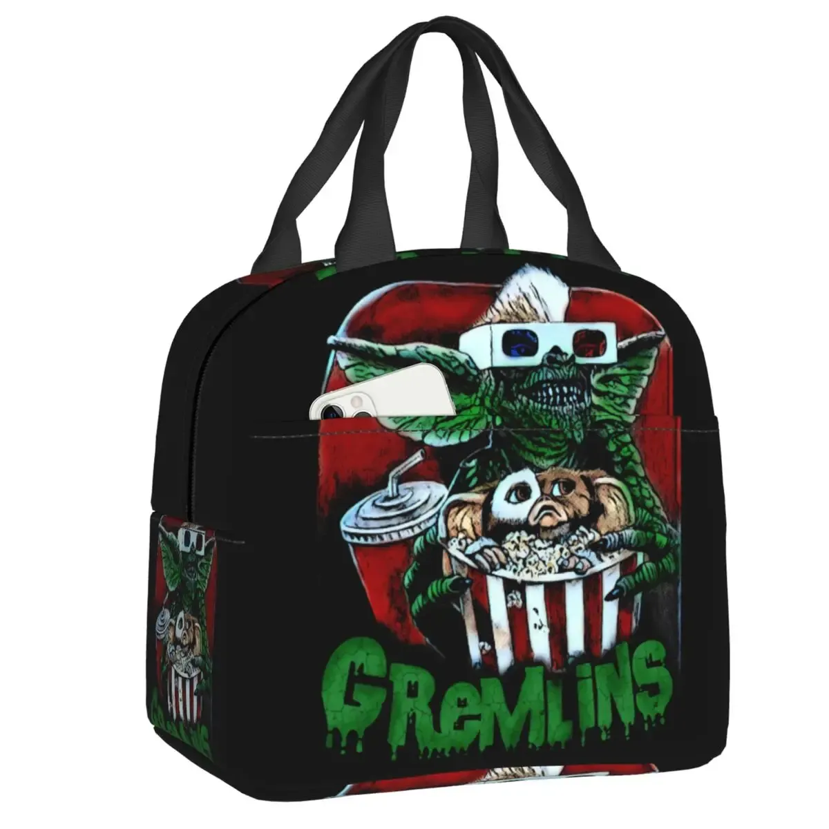 Bolsas Gizmo Mogwai Gremlins Bolsas de almuerzo para mujeres Resioviamiento de lonte aislada Termal para acampar al aire libre.