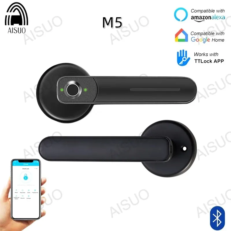 Control AISUO M5 Bluetooth TT LOCK Remote Unlock Fingerprint Biometric Mechanical Key Office Home Smart Door Lock Electronic Lock