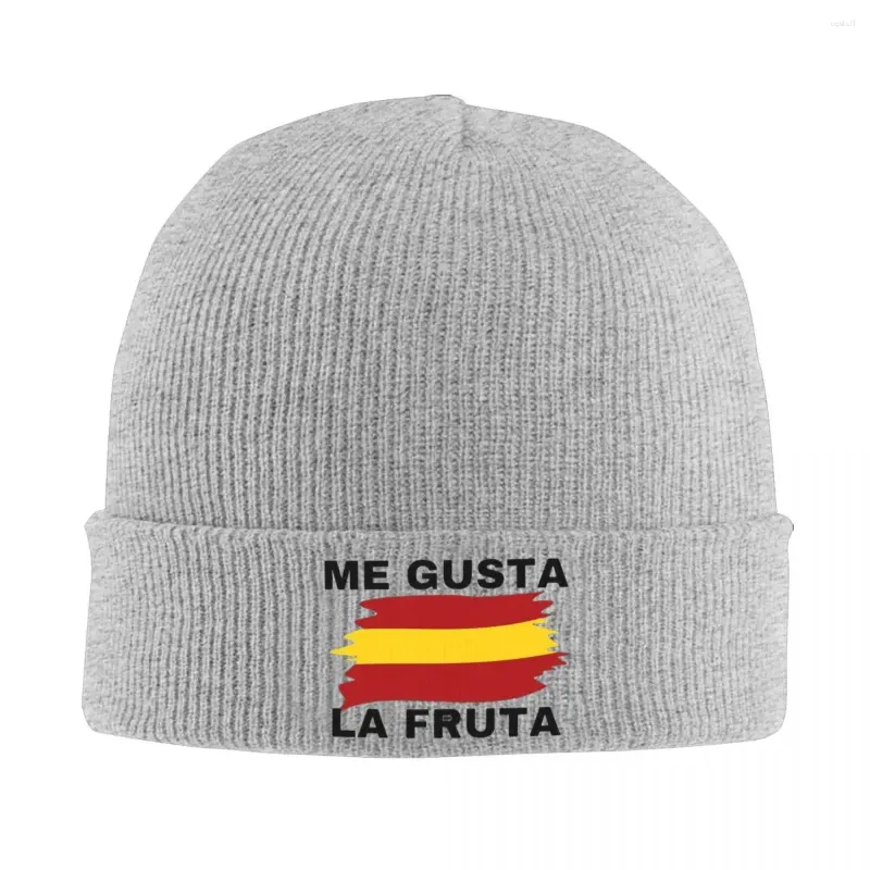 Boinas eu gosto de frase de frutas na Espanha me gusta la fruta knit chapéu grãos de outono chapéus de inverno tampas quentes para homens