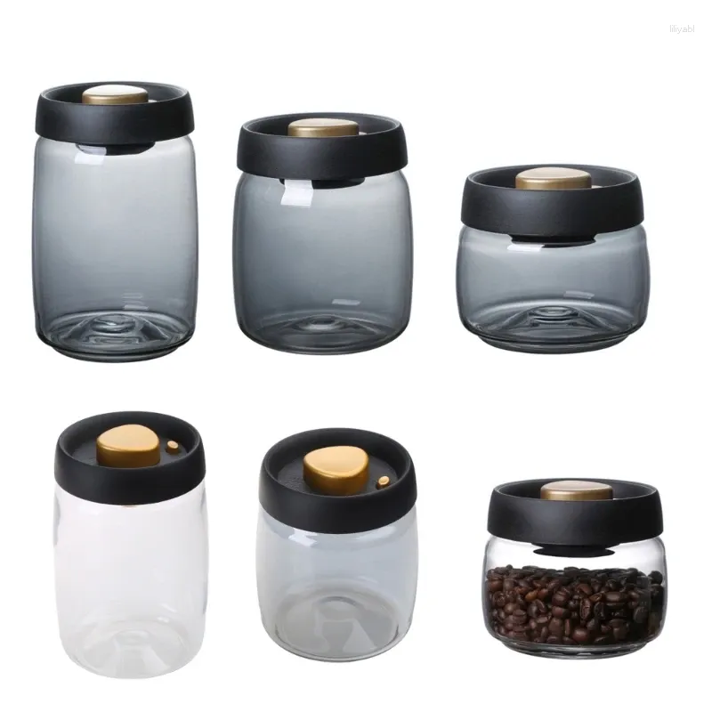 Бутылки для хранения прозрачная стеклянная кофейная банка вакуумная герметичная герметичная капля контейнера
