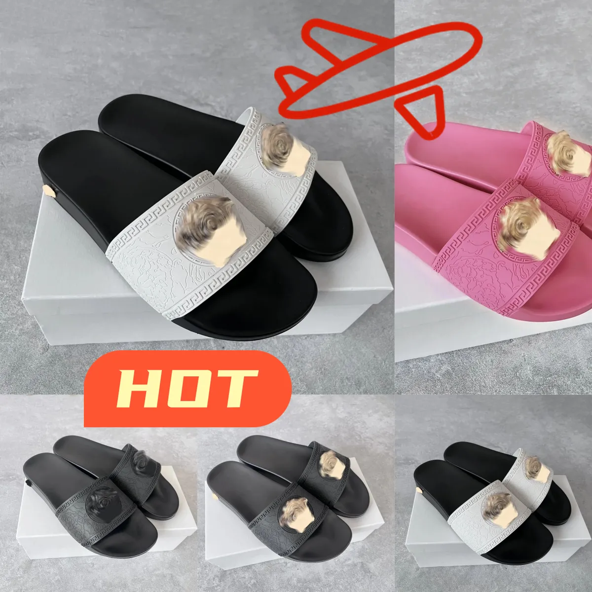 2024 avec boîte à poussière Box Luxury Designer Slide Slippers Sandals Sandales Men de plage Flip Flops Cuir Women Fashion Classic Shoes Ladies 35-45
