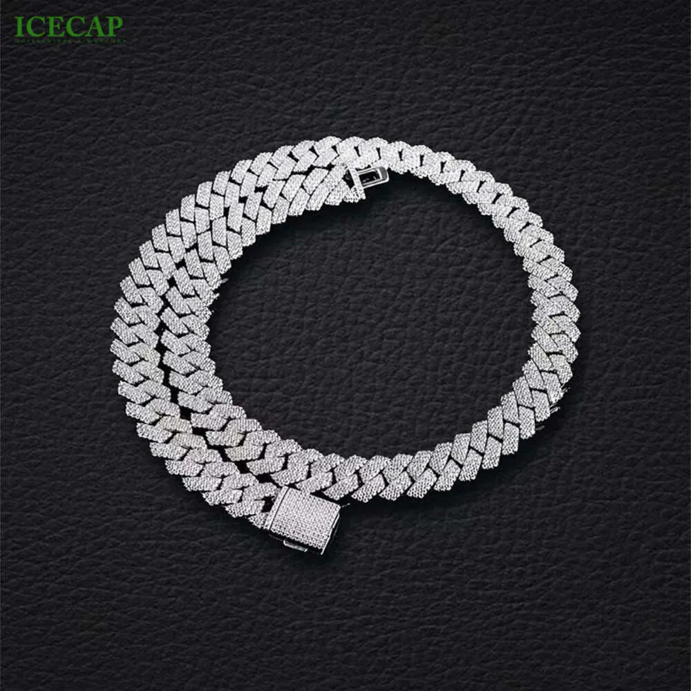 NIEUWE PASS Diamond Test VVS Moissanite Diamond Pure 925 Silver Jewelly Sterling Cuban Link Chain 15mm Hip Hop Men ketting