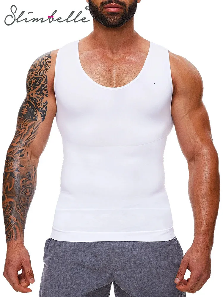 男性のボディシェーパー圧縮シャツスリミング腹筋ワークアウトトレーナーTummy Contorl Male Corset Undershirt Tank Tops Shapewear 240412