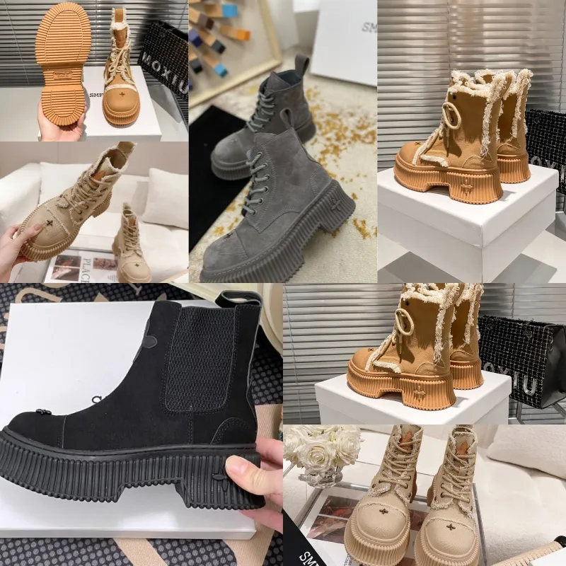 Designer Boots Popularne modne kobiety krótkie botki kostki luksusowe podeszwy gęste obcasy rozmiar 35-40 piesze pustynne smfk gai czarne