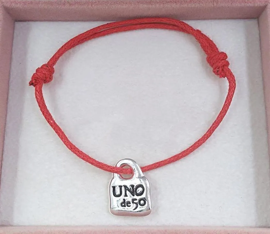 Новое прибытие Подлинно красное браслет браслеты дружбы Uno de 50, украшенные ювелирными изделиями, подходят для европейского стиля подарка246W3052999